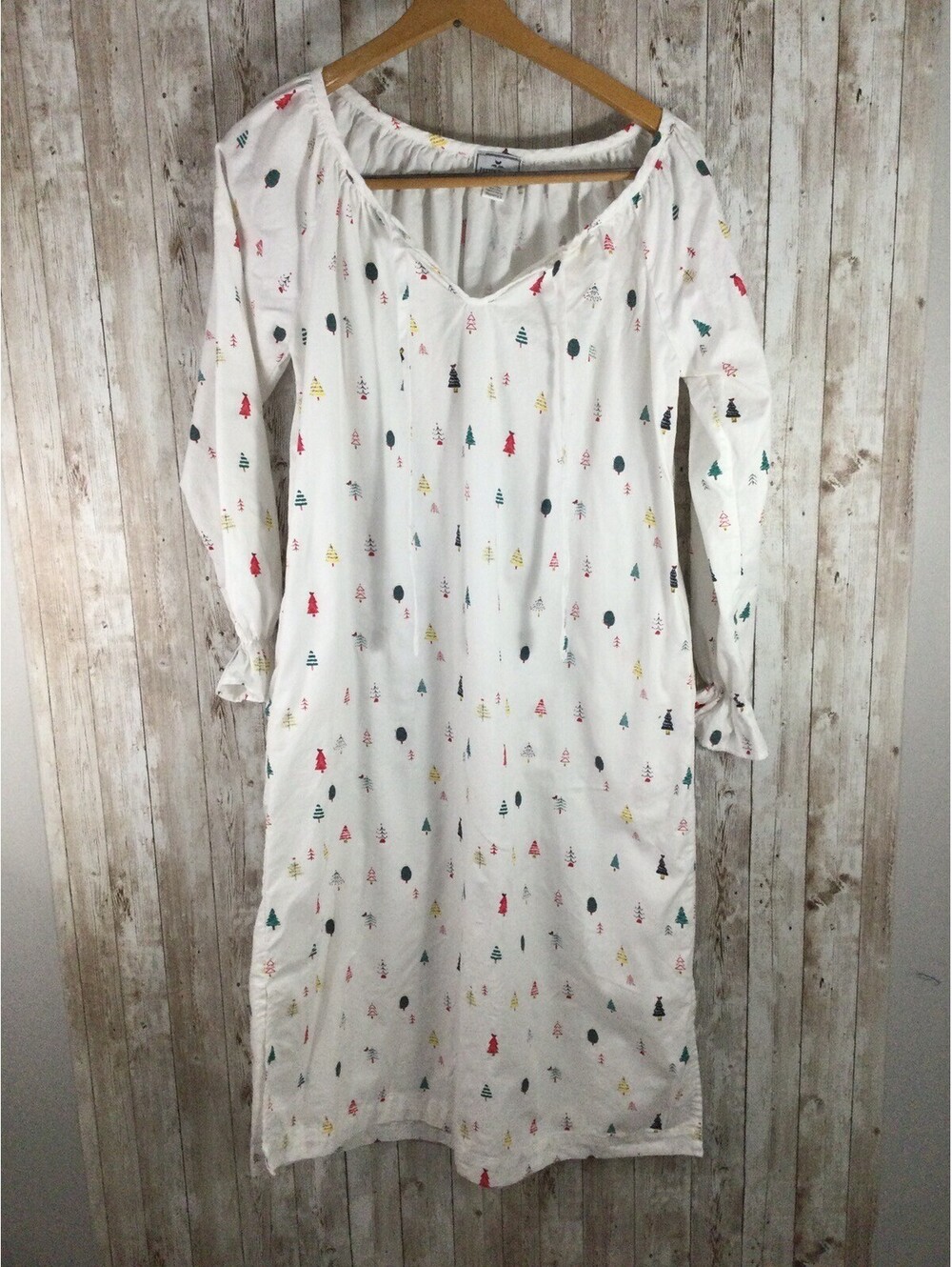 Petite Plume Women’s Pajama Nightgown Christmas Holiday 100% Cotton Long Small